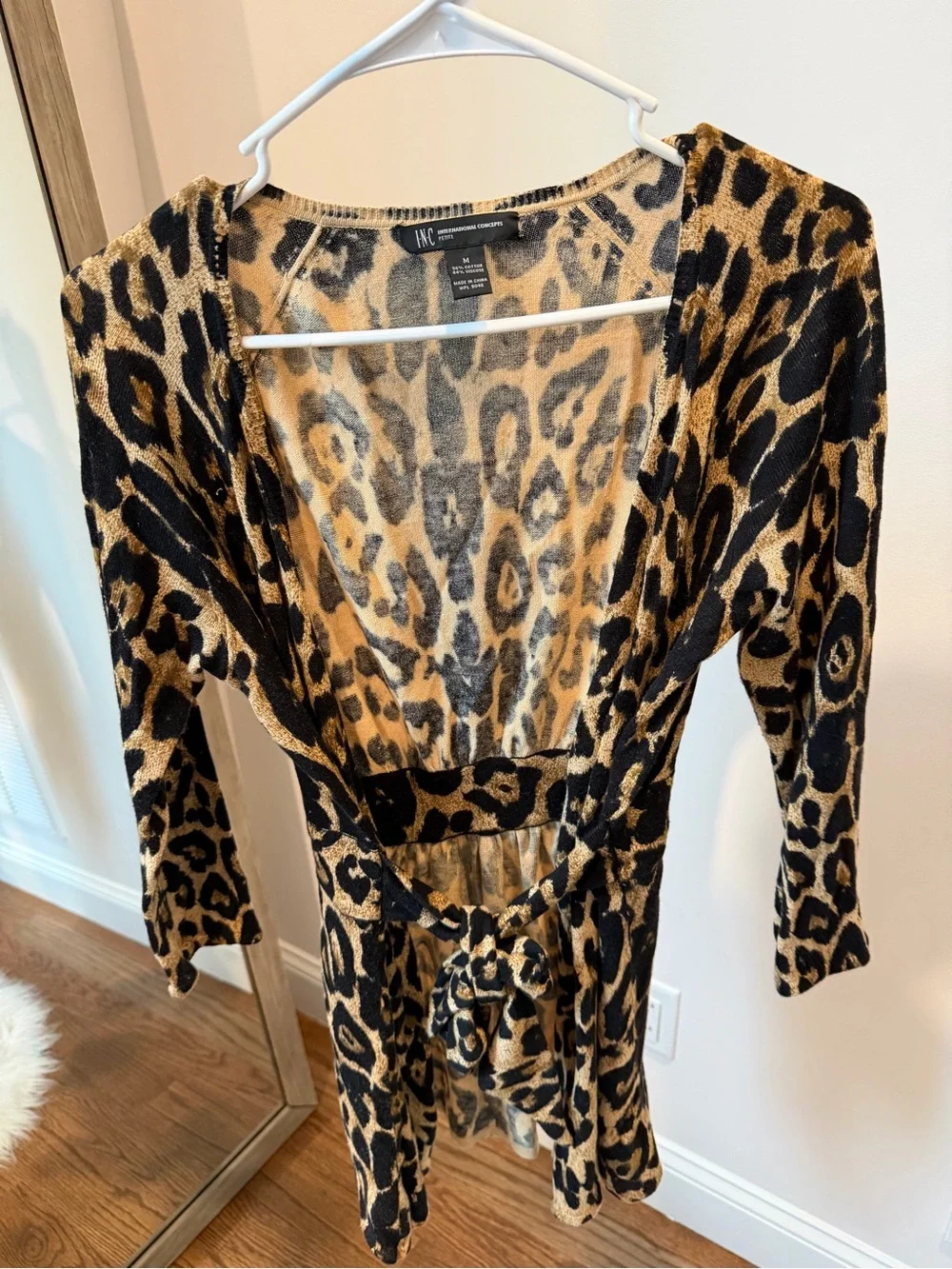 Leopard belted cardigan